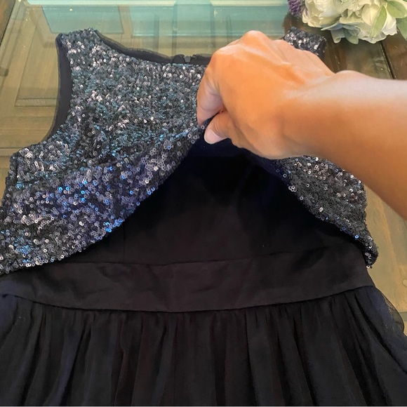 Vera Wang Sequin and Tule Navy Metallic Knee Length size 8 - Picture 4 of 16